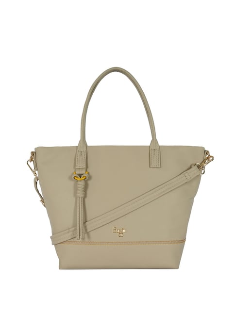 Baggit Stormi Beige Solid Medium Tote Handbag Price in India