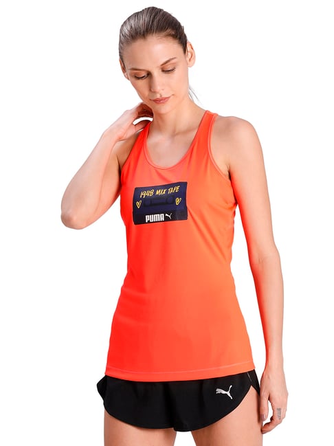 Buy Puma Orange Printed Tank Top for Women Online Tata CLiQ
