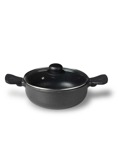 Bergner Die Cast Black Aluminium Kadai 24 cm diameter - Set of 1