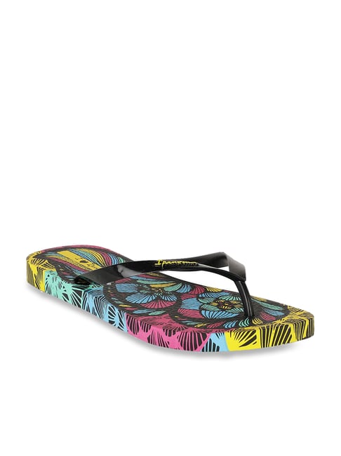 Ipanema Women's Graffiti Fem Black & Blue Flip Flops