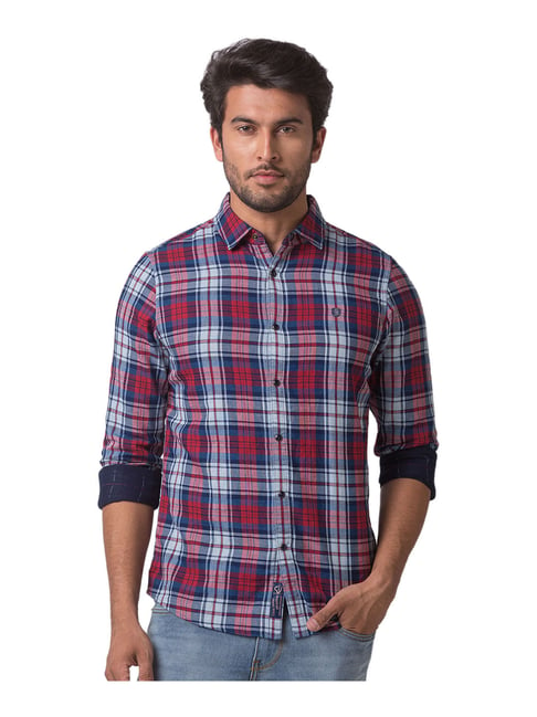 being human red check shirt