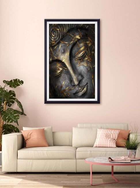 999store Black & Yellow Buddha Printed Canvas Painting-picture-45