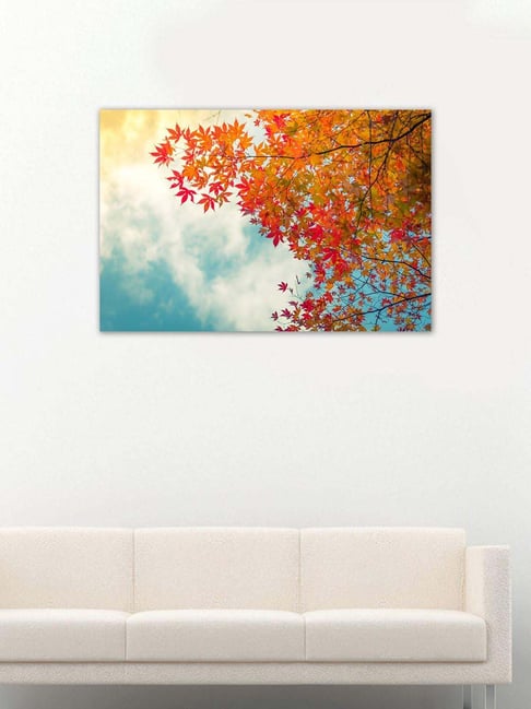 999store Blue & Orange Beautiful Autumn Leaves Canvas Painting-picture-12