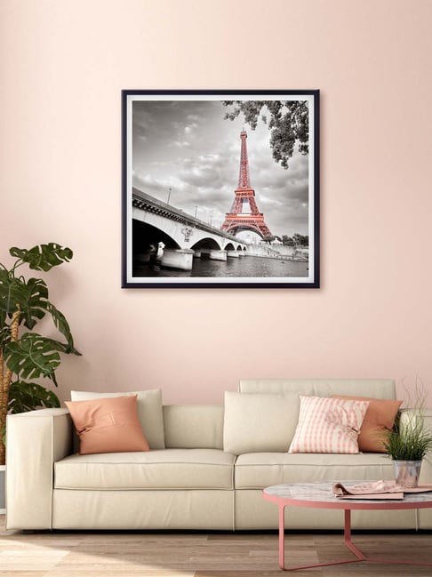 999store Grey & Orange Eiffel Tower Printed Canvas Painting-picture-30