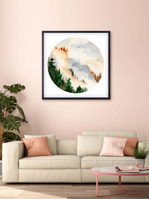 999store Grey & Green Snowy Mountain Trees Printed Canvas Painting-picture-18