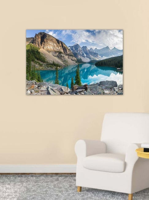 999store Grey & Blue Moraine Lake With The Rocky Mountains Canvas Painting-picture-41