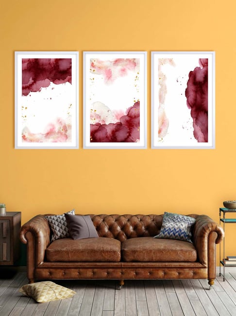 999store Maroon & White Watercolor Abstract Wall Painting-picture-29