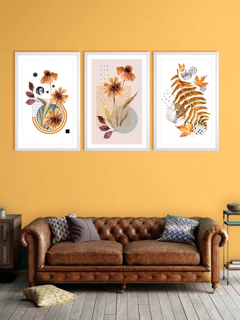 999store Brown & White Leaves Flower Wall Painting-picture-31