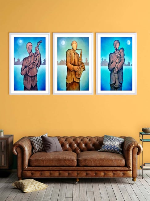 999store Blue & Grey Abstract Musician Wall Painting-picture-23