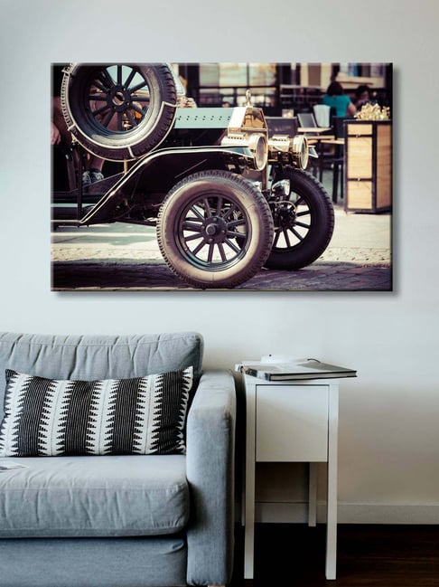 999store Brown & Black Old Fashioned Car On The Street Canvas Painting-picture-25