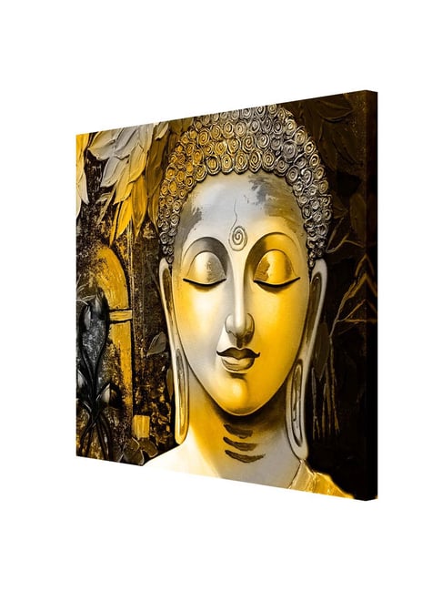 Buy 999store Yellow & Black Buddha Face Background Mural Wall Paintings ...