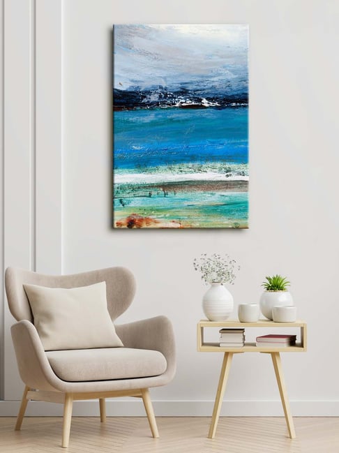 999store Blue & Grey Ocean Abstract Wall Canvas Painting-picture-26