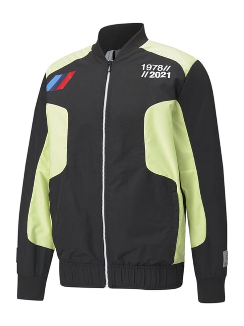 Puma Black & Green Regular Fit Colour Block Sports Jacket