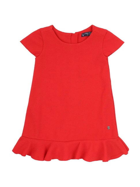 Allen Solly Junior Red Self Pattern Casual Dress