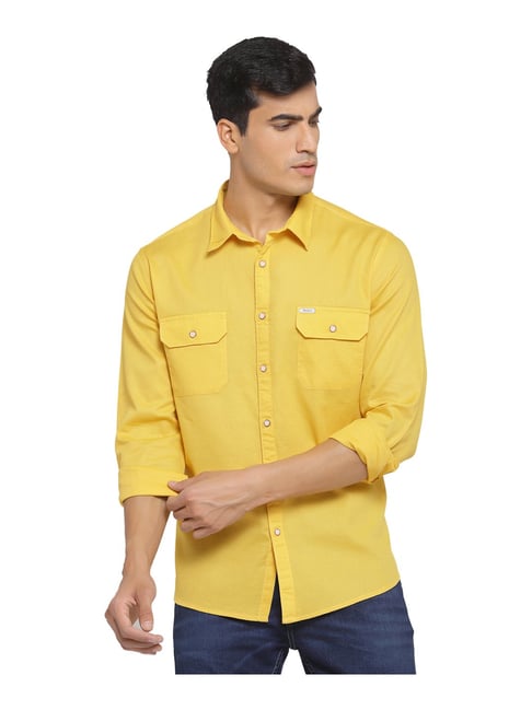 Pepe Jeans Yellow Regular Fit Cotton Shirt