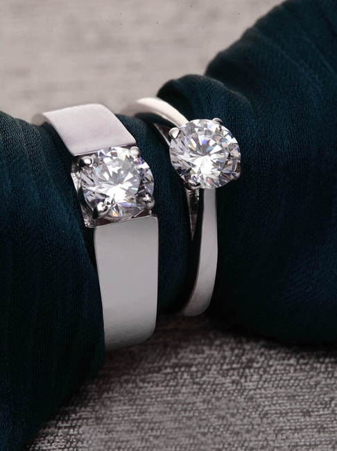 Romantic Silver Couple Rings