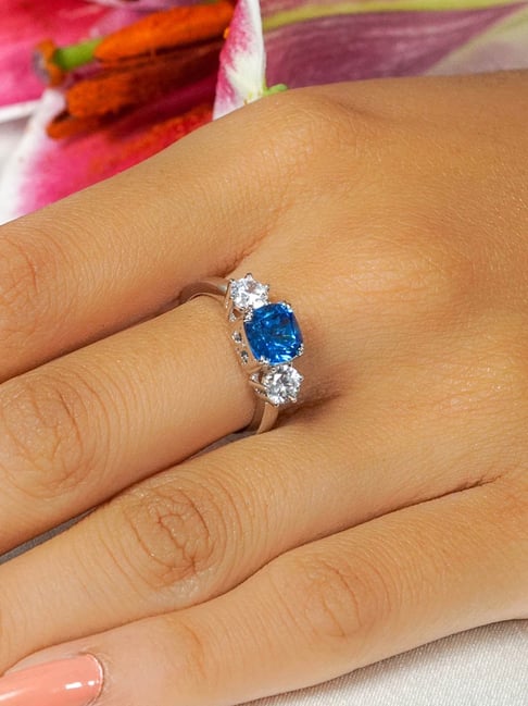 7mm round sapphire ring for women unique vintage sapphire engagement r –  Ohjewel