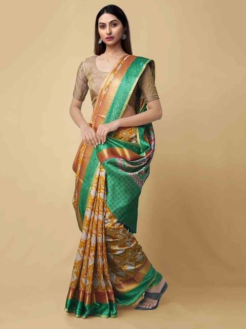 Unnati Silks Women's  Rajkot Patola Soft Silk Saree Price in India