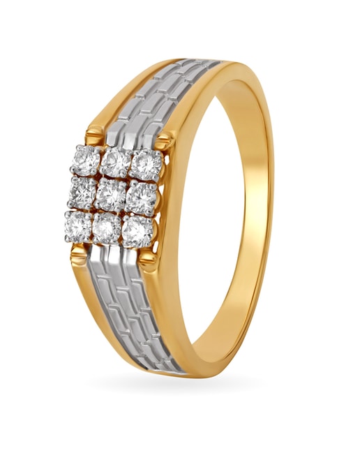 Buy Sparkling Ridged Platinum and Diamond Ring at Best Price | Tanishq UAE
