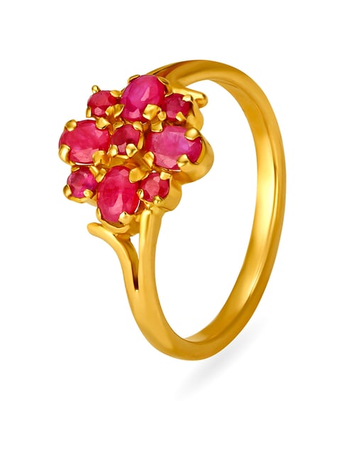 Mia by Tanishq 14 KT Yellow Gold Studded Finger Ring : Amazon.in: Fashion