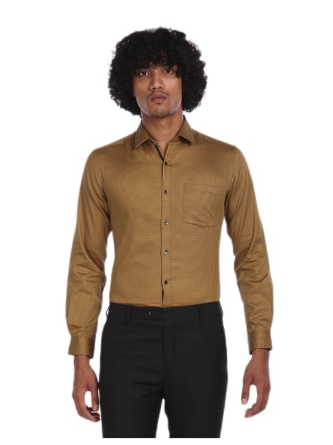 Arrow Men Brown Slim Fit Printed Formal Shirt