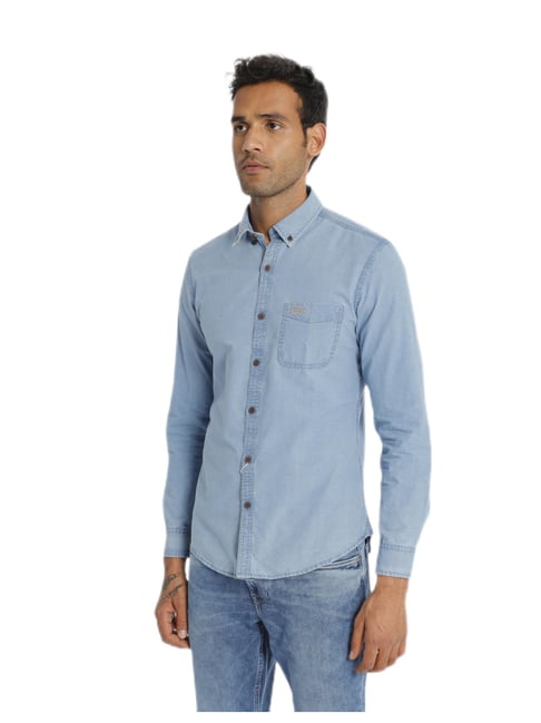 Light Blue Washed Denim Casual Shirt 