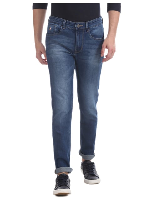 Buy Blue Regallo Skinny Fit Washed Jeans for Men's Online Tata CLiQ