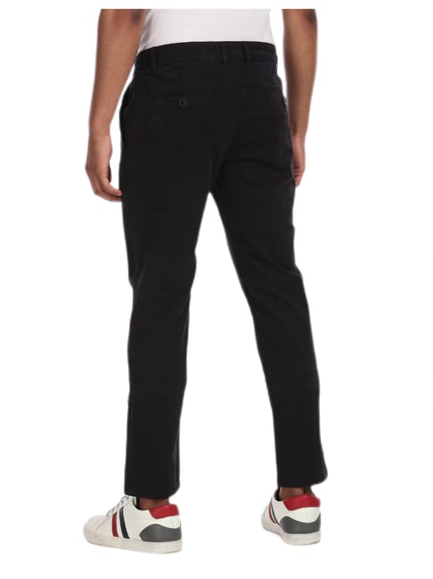 Buy Aeropostale Black Flat Front Solid Casual Trousers for Men's