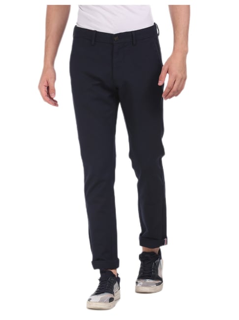 Buy Arrow Sport Navy Mid Rise Solid Casual Trousers for Men's Online @ Tata  CLiQ