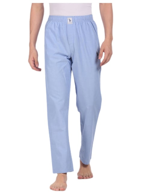 U S Polo Assn U.S. Polo Assn. Light Blue Elasticized Waist Solid Lounge Pants