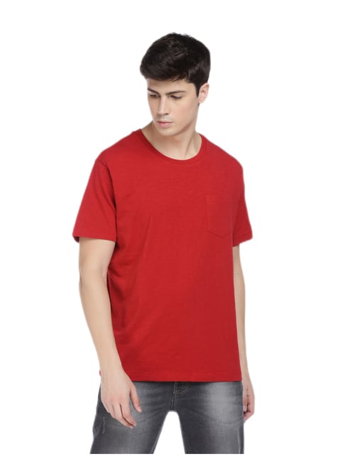 Aeropostale Red Crew Neck Short Sleeve Solid T-Shirt