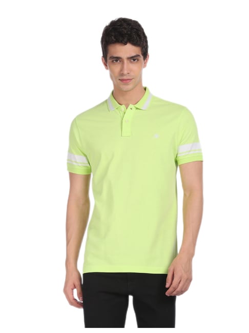 Aeropostale Light Green Cotton Solid Polo Shirt