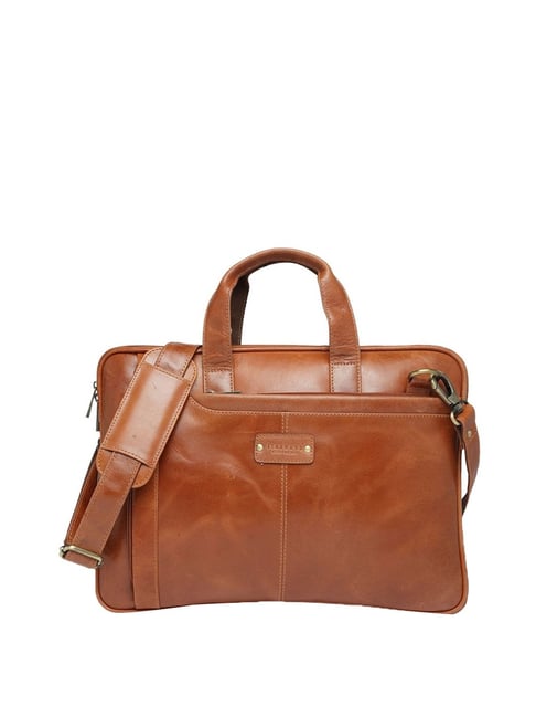 Teakwood Leathers Tan Leather Medium Laptop Messenger Bag