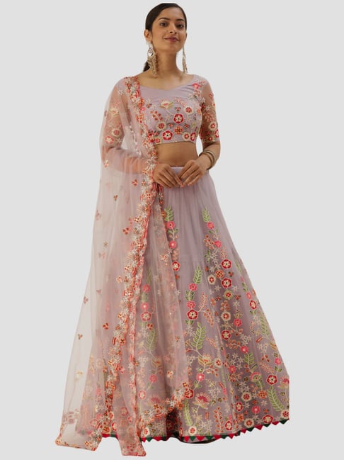 Buy Aparejar Women Pink Embroidered Satin Blend Semi Stitched Lehenga Choli  Online at Best Prices in India - JioMart.