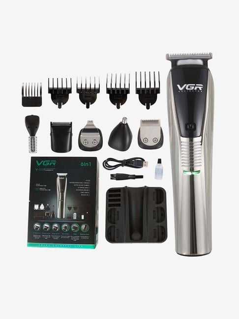 VGR V-029 Professional 6-in-1 Cordless Grooming Kit for Men - 100 Min Runtime (Black)