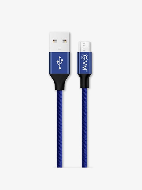 Buy EVM Micro USB Cable Metal Head Nylon Braided (Blue) Online At