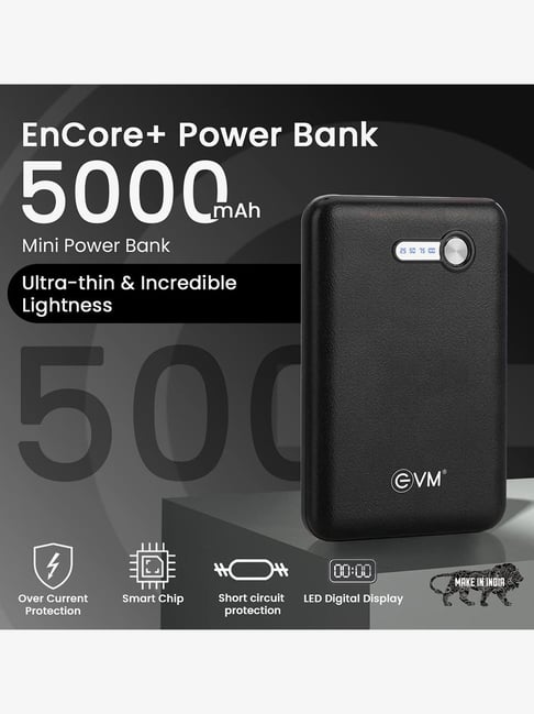 Buy EVM EnCore+ Power Bank 5,000mAh with Micro USB Cable (Black