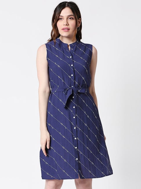 Terquois Navy Printed Dress Price in India