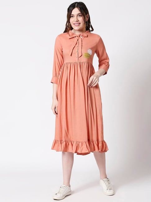 Terquois Coral Solid Dress Price in India