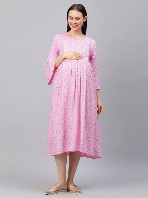 Buy MomToBe Pink Printed Maternity Dress for Women Online Tata CLiQ