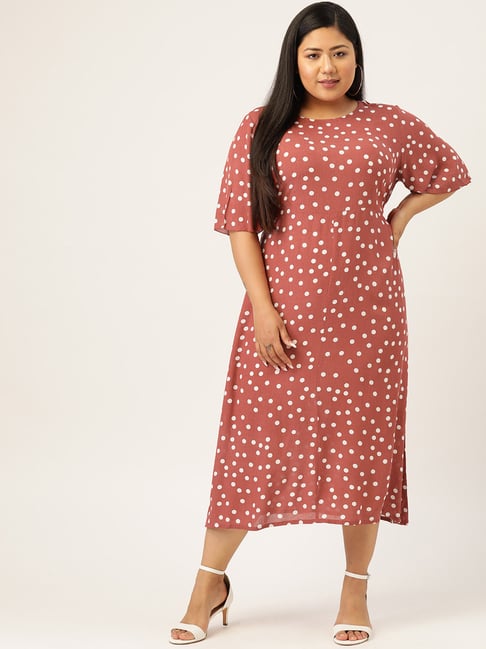 topshop polka dot dress brown Racer neck drop waist maxi dress in chocolate brown polka dot