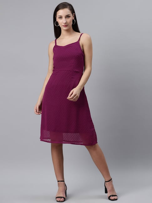 Melon by PlusS Purple Self Design Dress Price in India