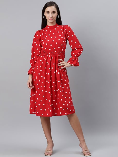 Melon by PlusS Red & White Polka Dot Dress Price in India