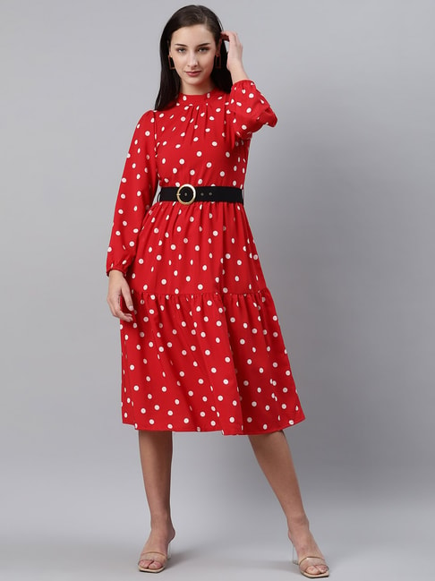 Melon by PlusS Red & White Polka Dot Dress Price in India
