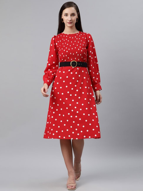 Melon by PlusS Red & White Polka Dot Dress Price in India