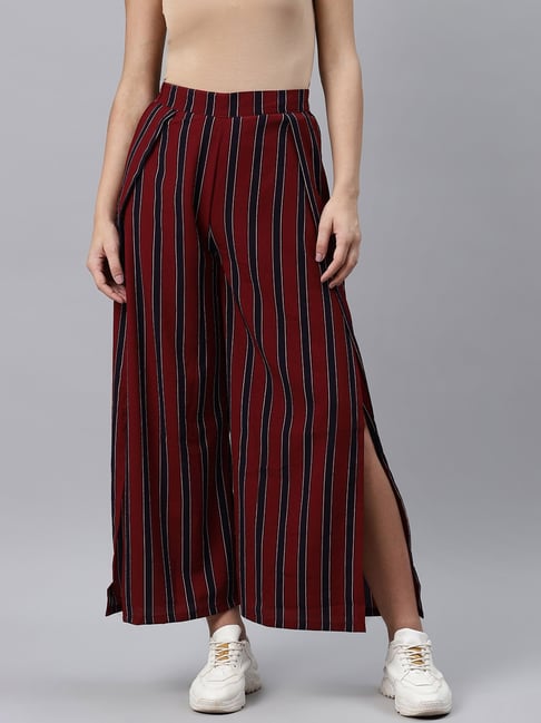 Melon by PlusS Maroon & Black Striped Pants-picture-13
