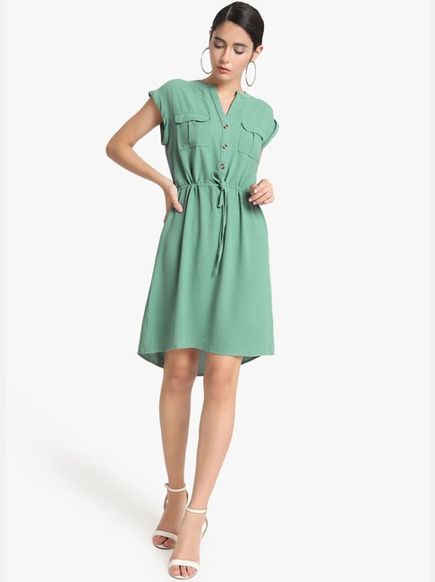 Kazo Green Regular Fit Dress Price in India
