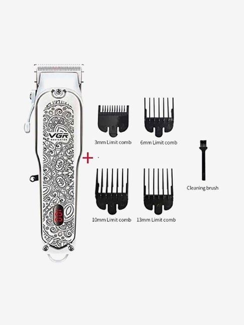 VGR V-116 Professional Rechargeable Cordless Clipper with LED display - 200 Min Runtime (Steel)