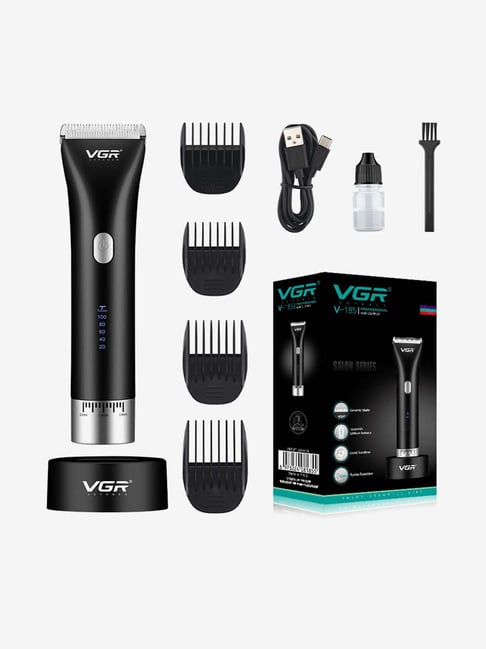 VGR V-185 Professional Rechargeable Cordless Clipper with Digital Display - 200 Min Runtime (Black)