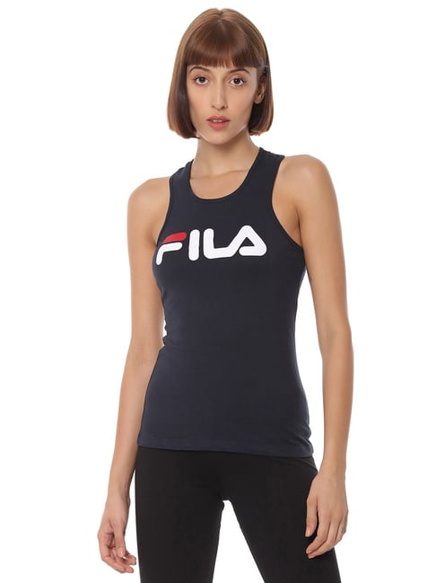 Fila Navy Logo Printed Tank Top